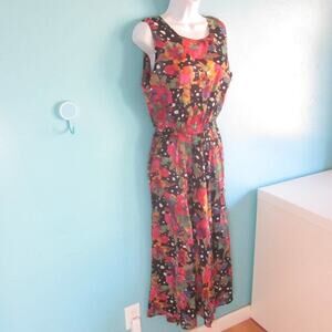 VINTAGE NEW! Zashi Print Maxi Dress Size S Sheer Summer Long Sundress NWT